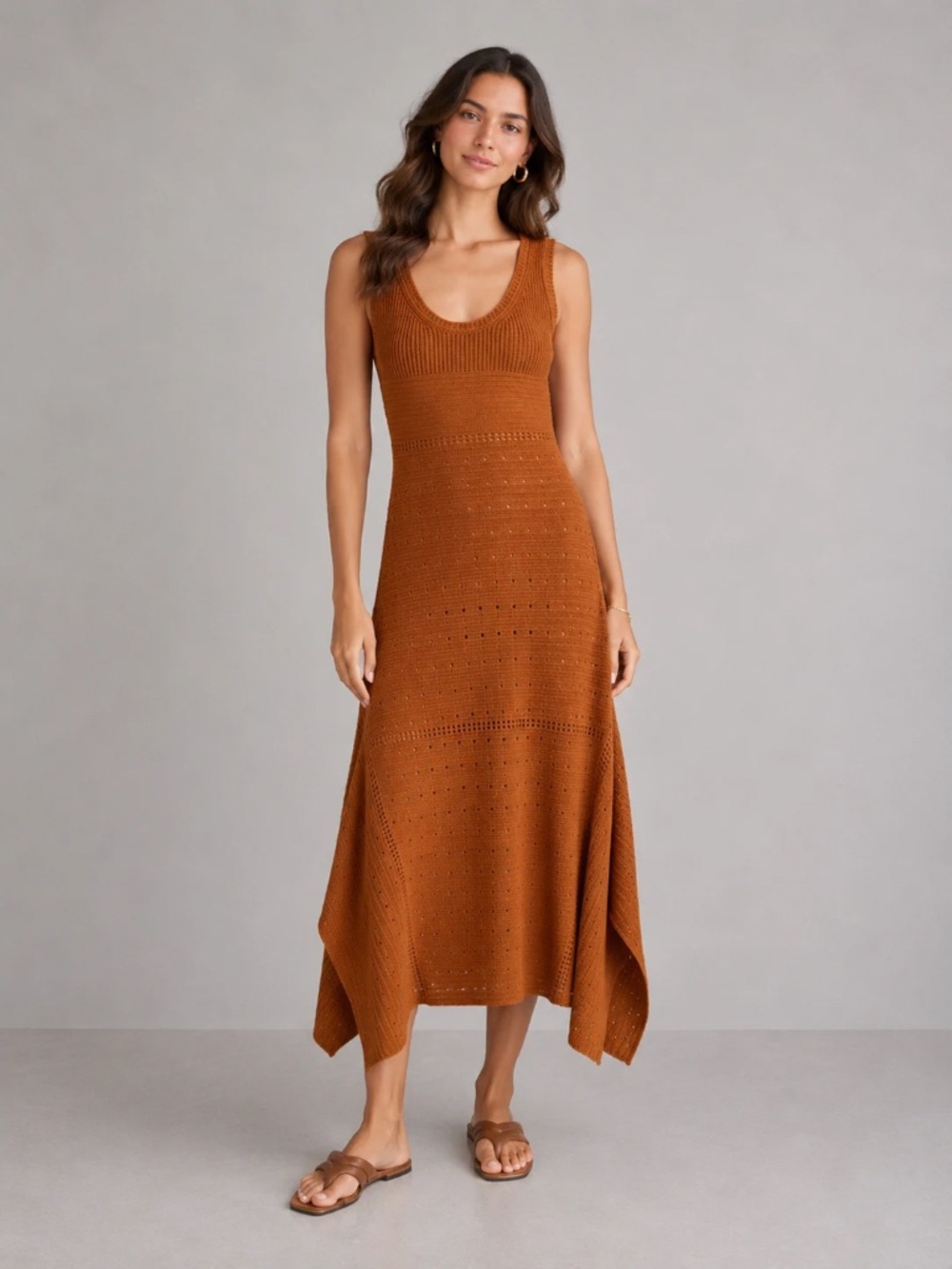 A.L.C. Rust Brown Knit Midi Dress NWT